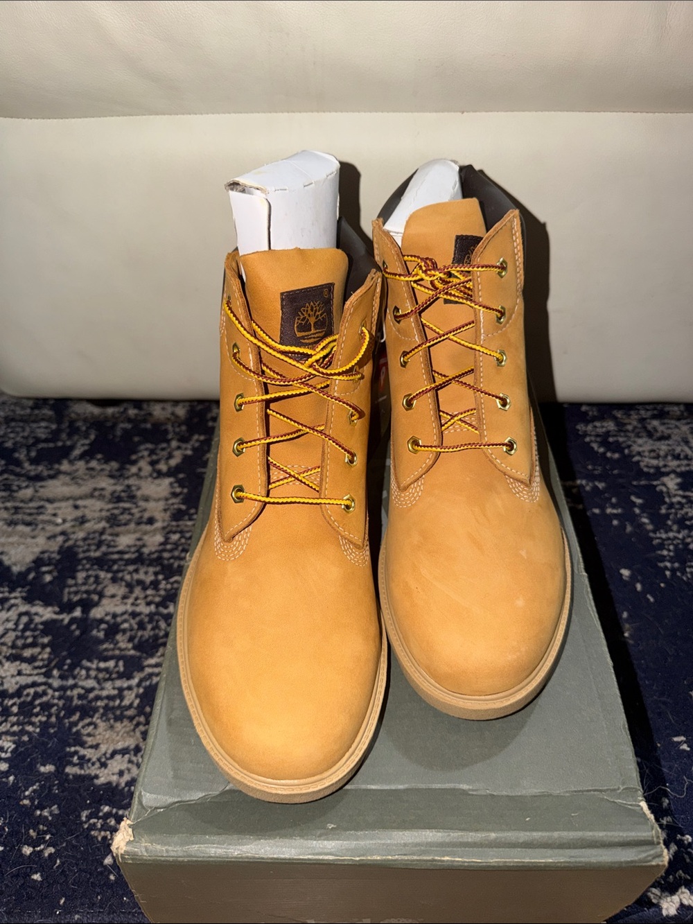 Timberland Wheat Nubuck Ankle Work Boots with Dark Brown Collar - Picture 2 of 6